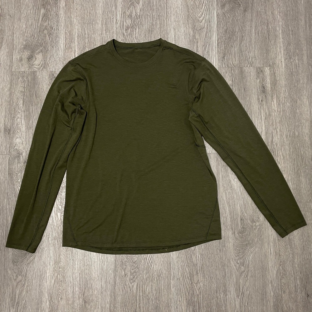 Lululemon Long Sleeve Shirt Mens M Olive Green Metal Vent Tech Activewear
